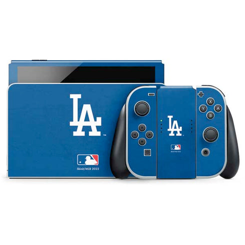MLB Los Angeles Dodgers - Solid Distressed Nintendo Switch OLED (2021) Skin